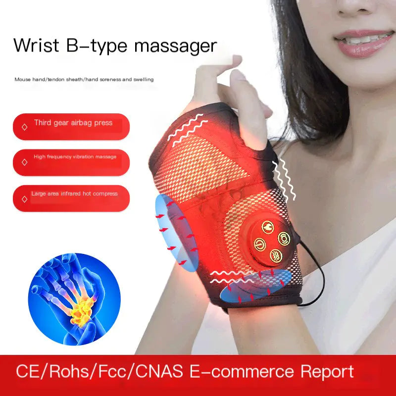 Wrist Massager with Air Pressure and Heating Therapy